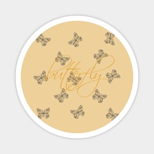 Gold & Cream Butterflies Pattern Magnet